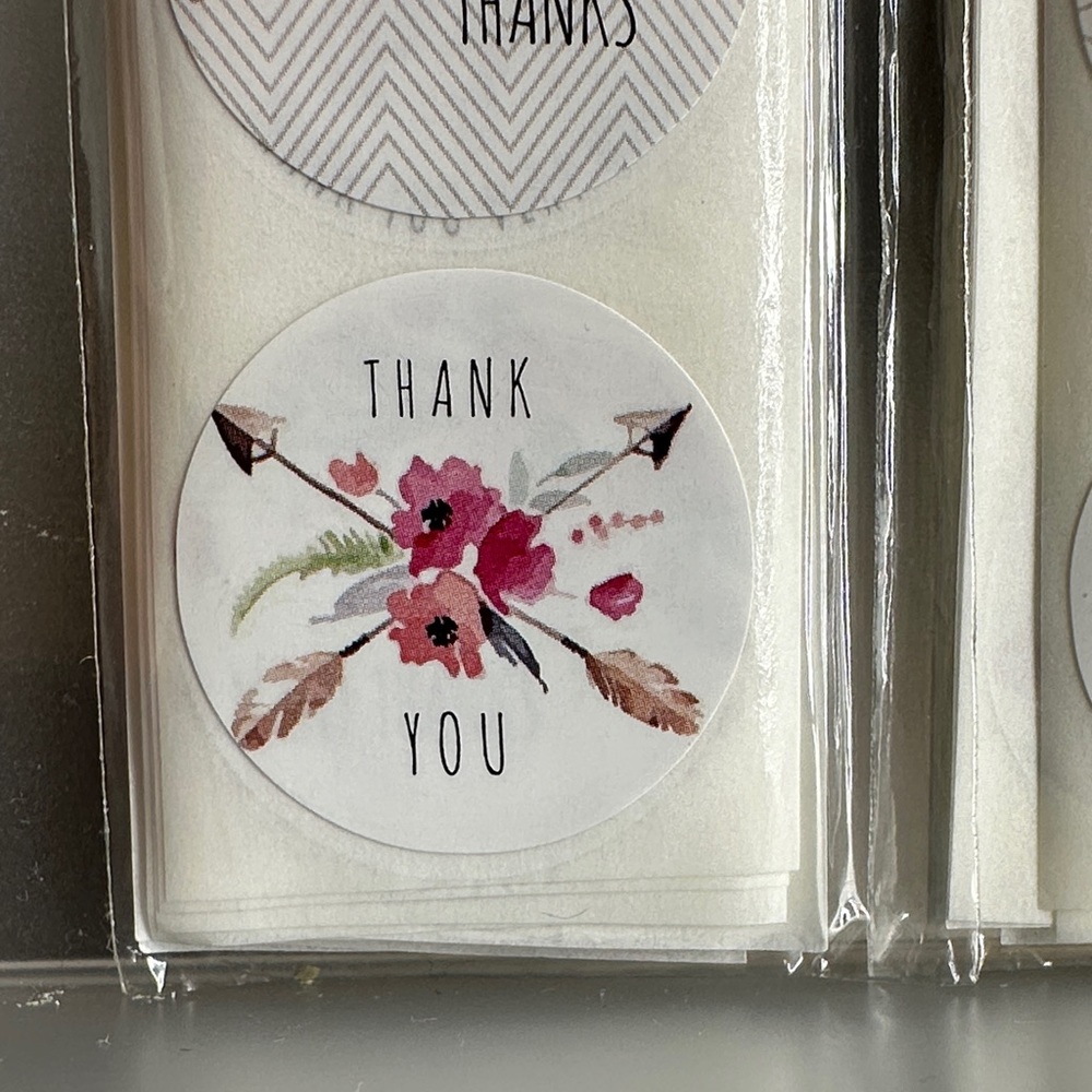 300  1 Inch Boho Floral Thank You Sticker Set - Picture 2 of 8